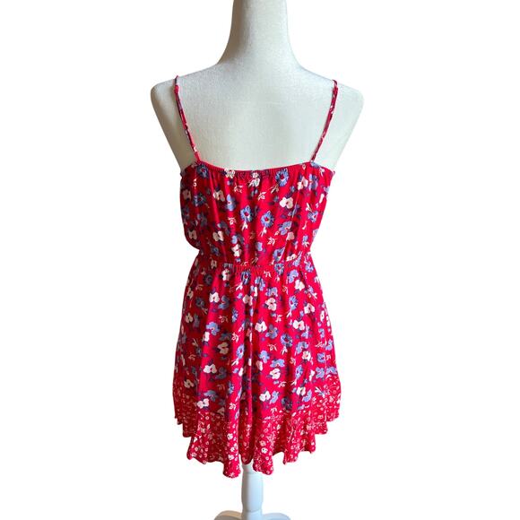 Express Strappy Ruffle Red Floral Sundress Women's Size S Mini Country Flounce - Picture 3 of 9